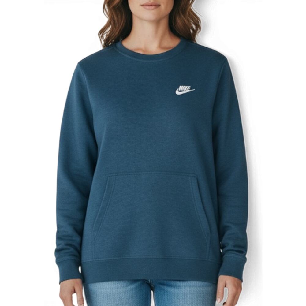Nike Sweatshirt Blue Crewneck Pullover Fleece Logo Size XL